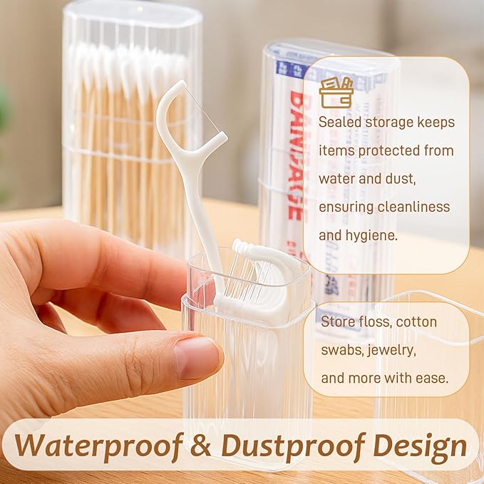 Ceemiaa 7 Pcs Travel Cotton Swab Holders – Mini Dustproof Swab Cases for Makeup, Cotton Balls, Floss, Hair Ties & Small Cosmetic Storage