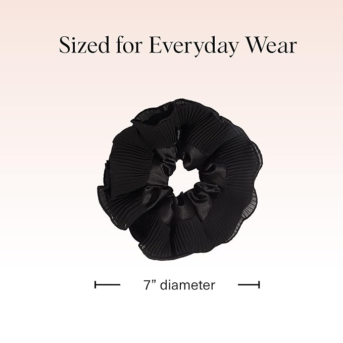 Kitsch Pleated Scrunchie for Women - No Crease Hair Ties No Damage, Stylish and Comfortable Fabric Ponytail Holders for Everyday Hairstyles & Spooky Season Looks - 1pc