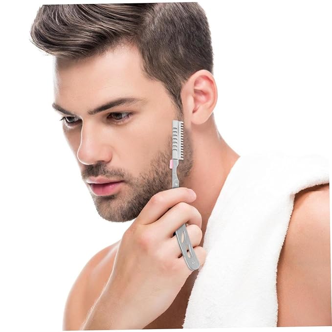 FRCOLOR Stainless Steel Manual Razor Shaver for Men Vintage Folding Straight Razor Beard Shaving Tool Eyebrow Shaping Haircut (Not Include Blade)