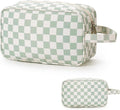 Narwey Travel Toiletry Bag for Women Traveling Dopp Kit Travel Bag for Toiletries Cosmetic Bag Makeup Bag Medicine Bag for Traveling (Mint Green Checkerboard)
