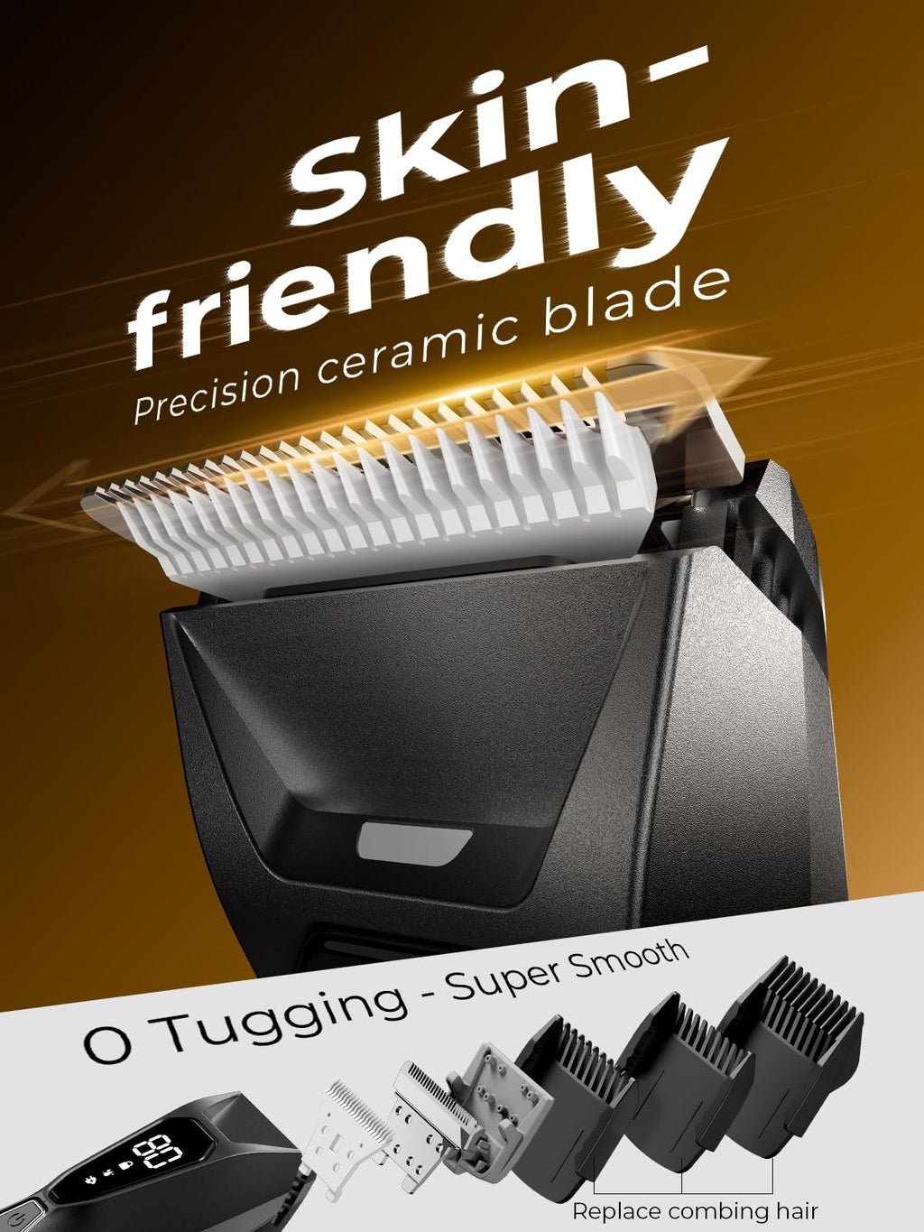 Lijecozy Body Hair Trimmer for Men: Pubic Hair Trimmer with Wireless Charging & 4000K LED Display, Waterproof Wet Dry Body Groomer for Face Legs, 90Min, Ceramic Blade