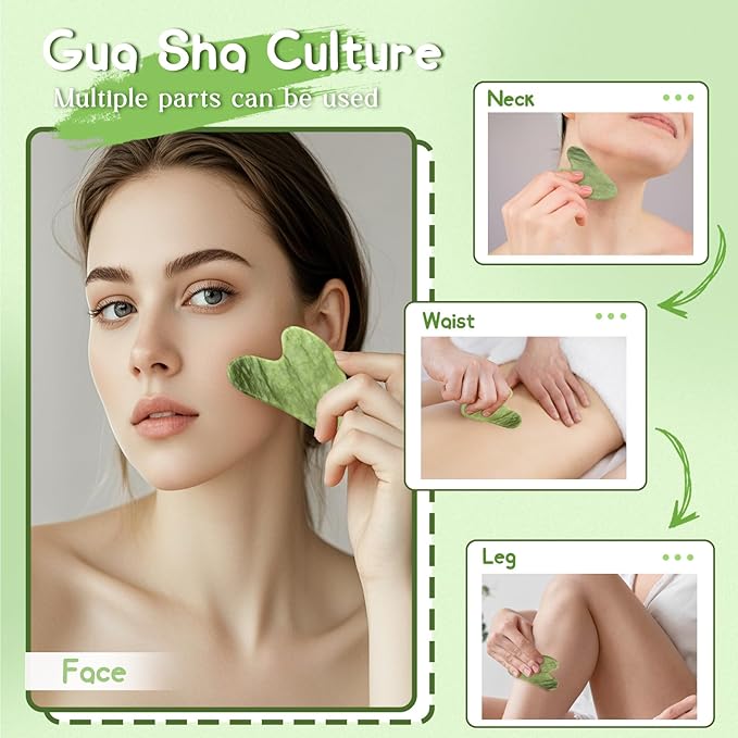 Flagest Jade Gua Sha Facial Tool,100% Genuine Guasha Stone
