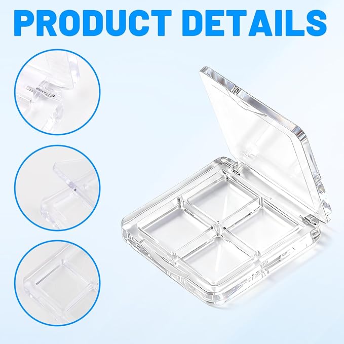 Fampery 4-Pack Empty Lipstick Palette - 4 Grid Clear Empty Makeup Palette Cases - Highlighters Sample DIY Eyeshadow Powder Blush Lipstick Boxes - Travel Eye Shadow Dispensing Storage Container