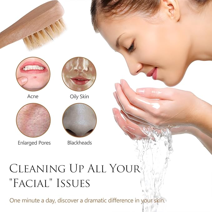 Kootinn 2 Pack Mini Dry Brush, Natural Bristle Small Body Brush, Exfoliating Facial Cleansing Brush for Soft Skin and Other Sensitive Areas Like Your Neck, Chest, and Nails