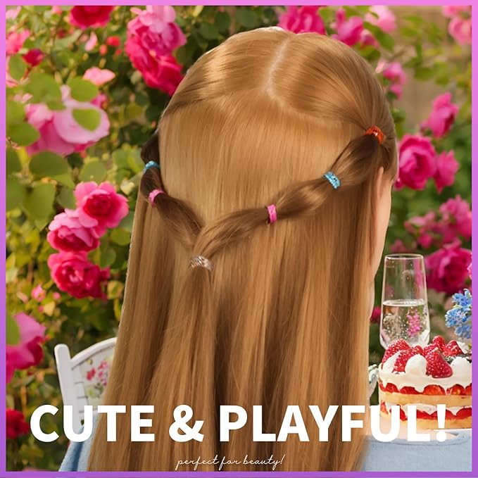 Teenitor Elastic Ties Hair Bands, Small Hair Elastics, 2000pcs Multi Color Hair Ties, Hair Holder Elastic for Girls Rubber Bands, 11 Colors