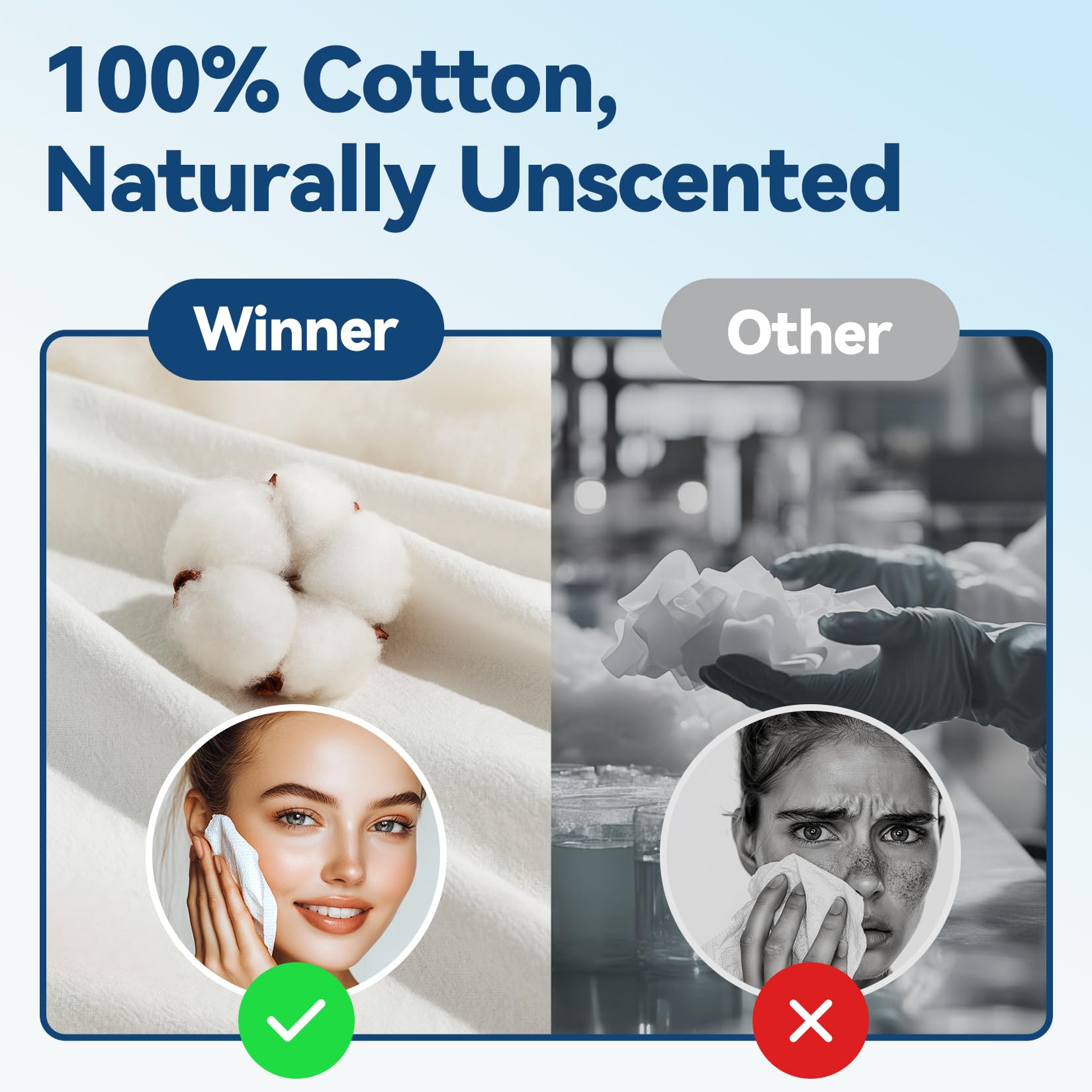 Winner Disposable Face Towels, 100% Cotton, 600 Count (Pack of 6)
