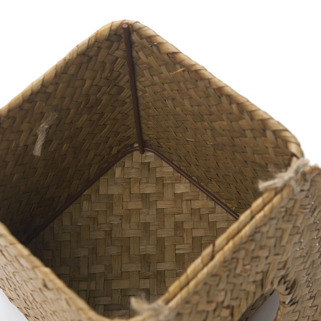 Seagrass Square Tissue Box Cover Woven Napkin Holder Decorative for Bathroom Farmhouse (Natural, 5.5 x 5.5 x 5.5 Inch)