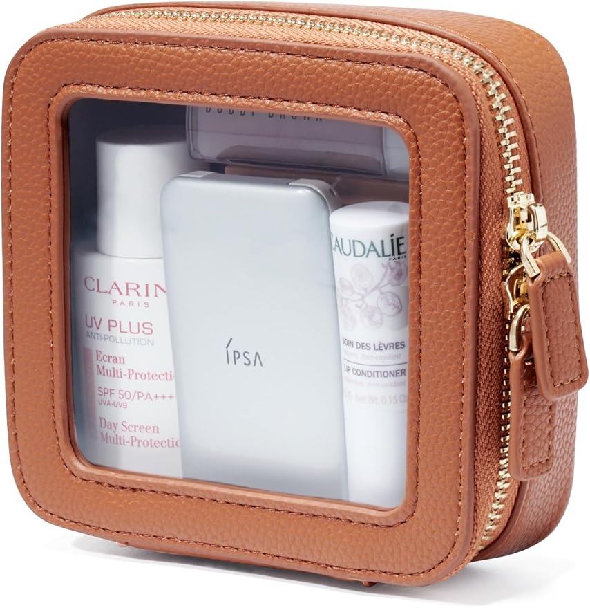 Popvibe Clear Makeup Bag Toiletry Case Travel Transparent Cosmetic Bag with Zipper, Portable Make Up Organizer Traveling Compact Car Bag for Essentials