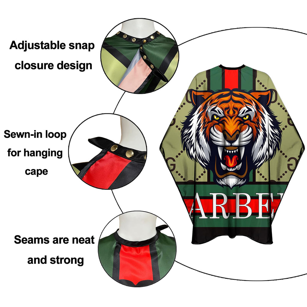 CapeshionPro Barber Capes Hair Cutting Capes Salon Stylist Capes with Snaps Waterproof Professional Large Barber Hairdresser Gown Cape- 63”× 56”(TIGER)