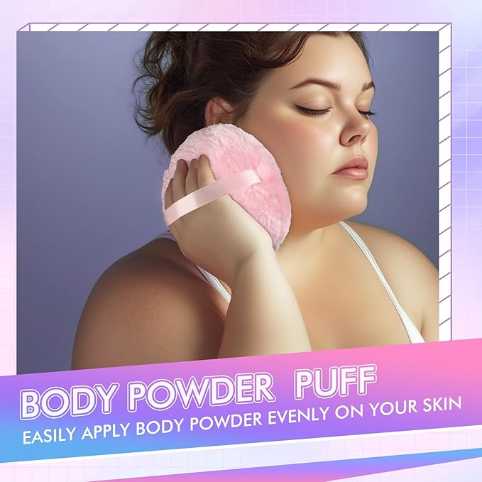 WSYUB Powder Puff, 5.12 Inch Powder Puff for Body Powder, Large Loose Soft Velour Body Powder Puff and Container