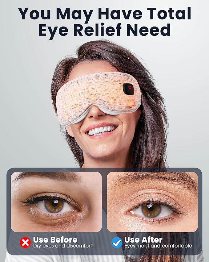 Heated Eye Mask - Cordless Eye Mask for Dry Eyes, FSA-HSA Eligible, Eye Relief, Improved Sleep, Washable Eye Heating pad for Travel and with Replaceable Shell