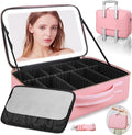 Suupvaor Upgraded Large Travel Makeup Bag with LED Mirror, 15” Makeup Case