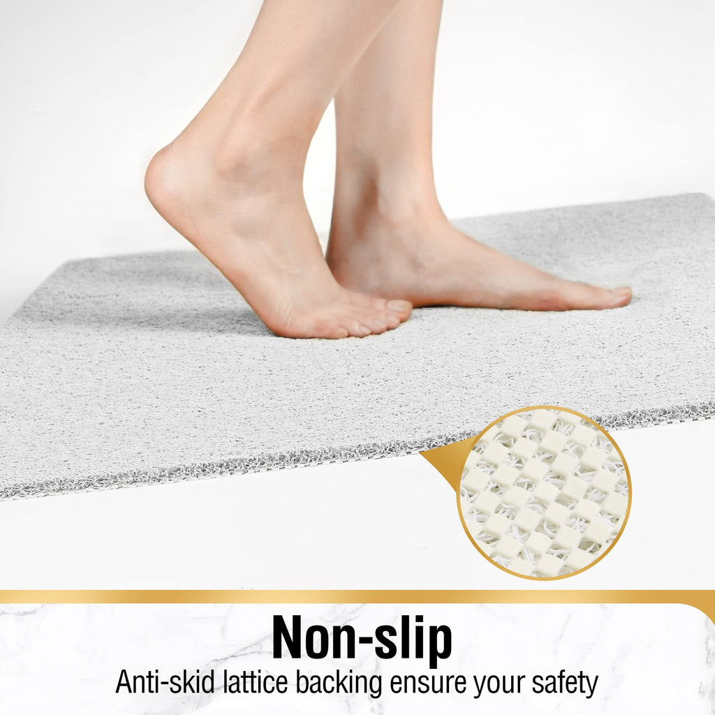 HITSLAM Shower mat Non Slip, 24 x 32 Inch Bathtub Mat Non Slip with Drain, Soft PVC Loofah Shower Bath Mat for Tub, Quick Drying Bathroom Shower Mat, White