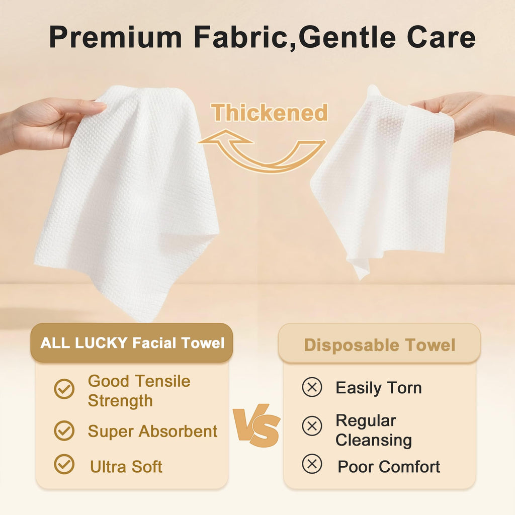 Face Towels, XL Facial Dry Towels 10x12 Inch, Biodegradable Disposable Face Wipes for Makeup Remover, Skincare & Face Cleansing, Lint-Free (50 Count)