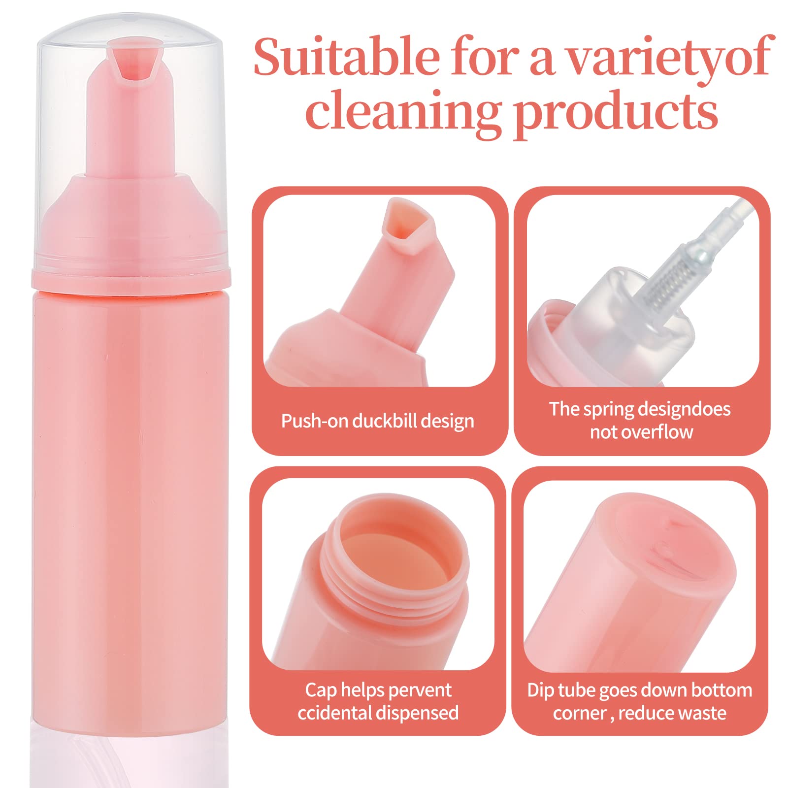 GliSun 36 Pcs Foam Pump Bottle 2oz Empty Refillable Travel Dispenser