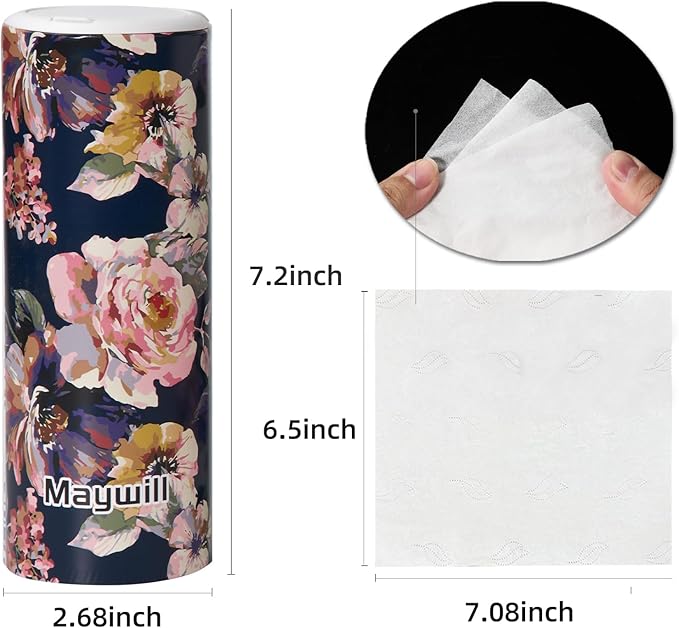 Facial Tissue Cylinder Holder with Cap, Travel Tissue Tubes Box Container, Suitable for Car Cup Holder (4 Pack, 200 Sheets)