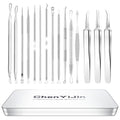 15 PCS Blackhead Remover Pimple Popper Tool Kit,Black Head Removal Extractor for Acne Comedone Whitehead Popping Zit Blemish Facial Skin Care Tools with Metal Case