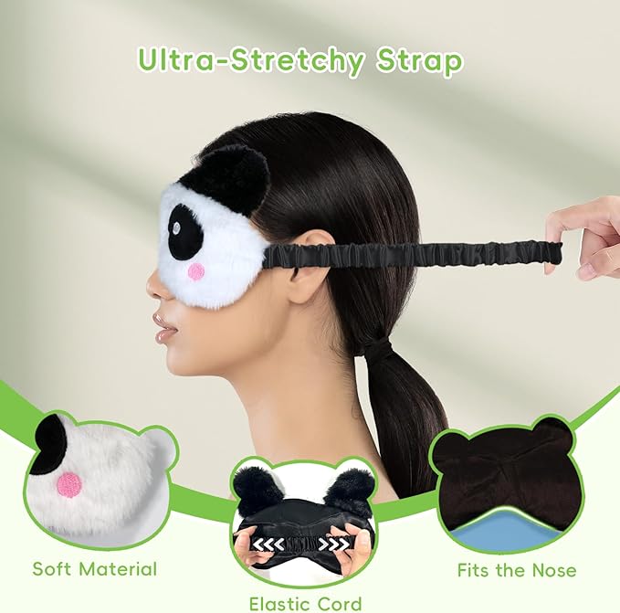 my novel things Cooling Eye Mask and Plush Sleep Mask for Woman 2PCS, Cute Animal Sleeping Mask Soft Blindfold Cold Warm Eye Compress Gifting for Home Spa, Office, Morning Refreshment, Travel