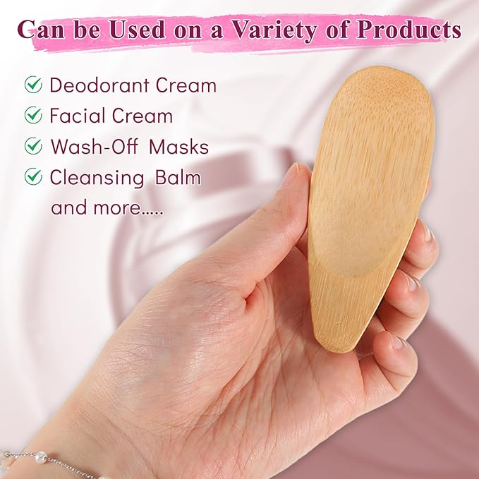 12 pcs Bamboo Deodorant Cream Applicators Multi-functional Facial Applicator Portable Clay Mask Applicators Makeup Beauty Tool Set Face Mask Spatula Beauty Spa Mini Spoon for Mud Cosmetic Reusable