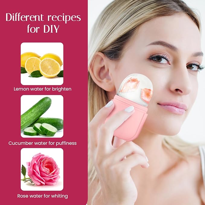 Milano Home Ice Face Roller Massager for Face, Eyes, and Neck - Reusable Silicone Ice Cube Mold for Natural Skin Care, De-Puff Eye Bags, Reduce Migraine Pain | Facial Beauty Ice Roller