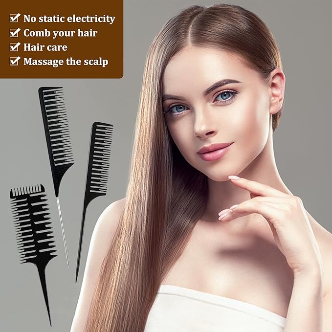 1st Choice Professional Hair Combs for Women Styling Hair Combs Plastic Weaving Combs for Highlighting,3-Way Weaving & Sectioning Foiling Comb for Hair Coloring, Highlighting, Balayage