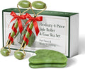 Jade Roller and Gua Sha Set for Face & Body – 4-Piece Authentic Jade Facial Roller Kit with Jade Eye Roller and Gua Sha Facial Tools for Sculpting,Puffiness Reduction, Lymphatic Drainage & Spa Massage