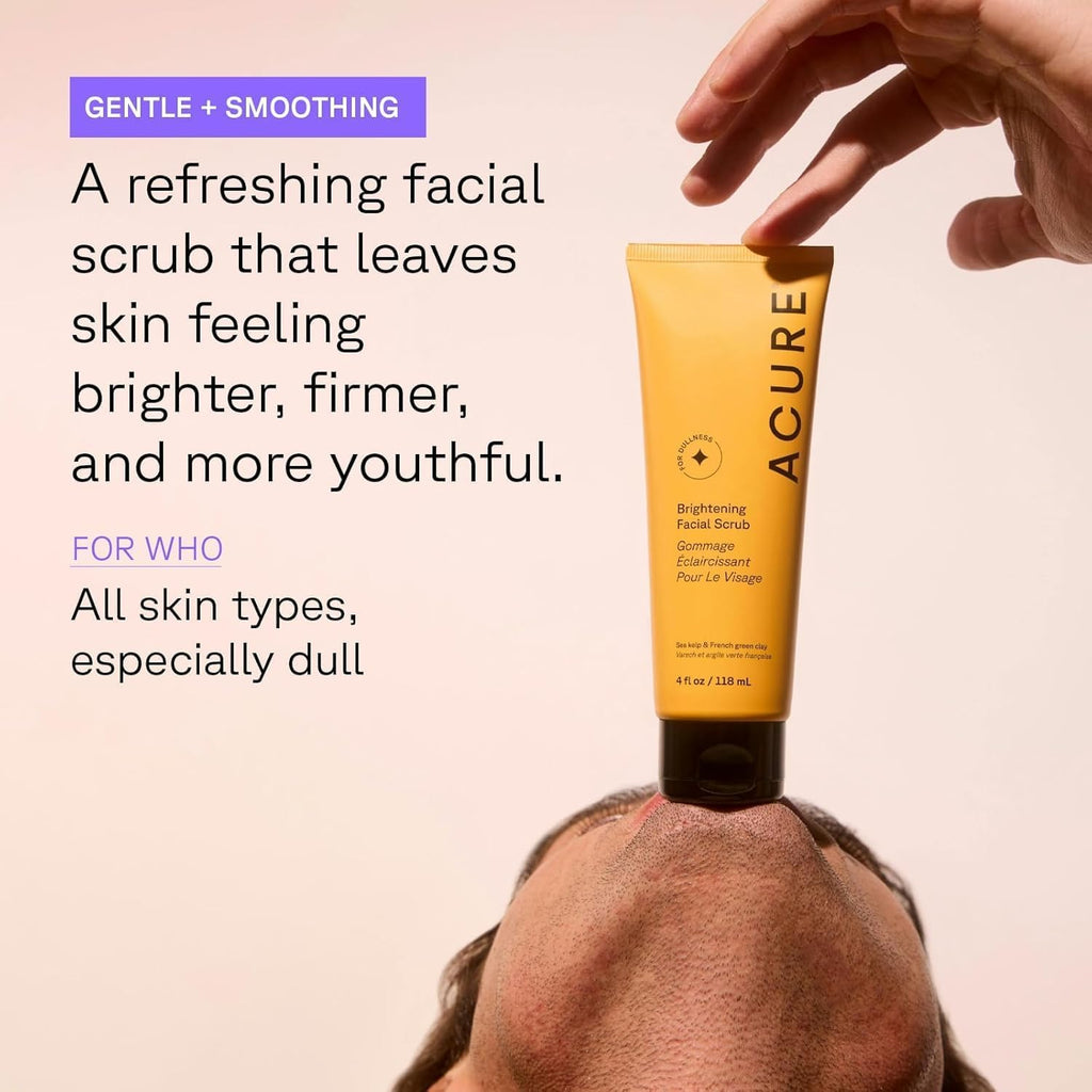 Acure Brightening Facial Scrub - Exfoliating Face Wash - 4 fl oz (2 Pack)