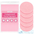 RAQEHO 60pcs Compressed Facial Sponges - Round Face Sponge Disposable Travel Facial Cleansing Pads Makeup Sponge for Face Wash Exfoliating Remover Skin Care Beauty Tool Esthetician Essential（Pink）