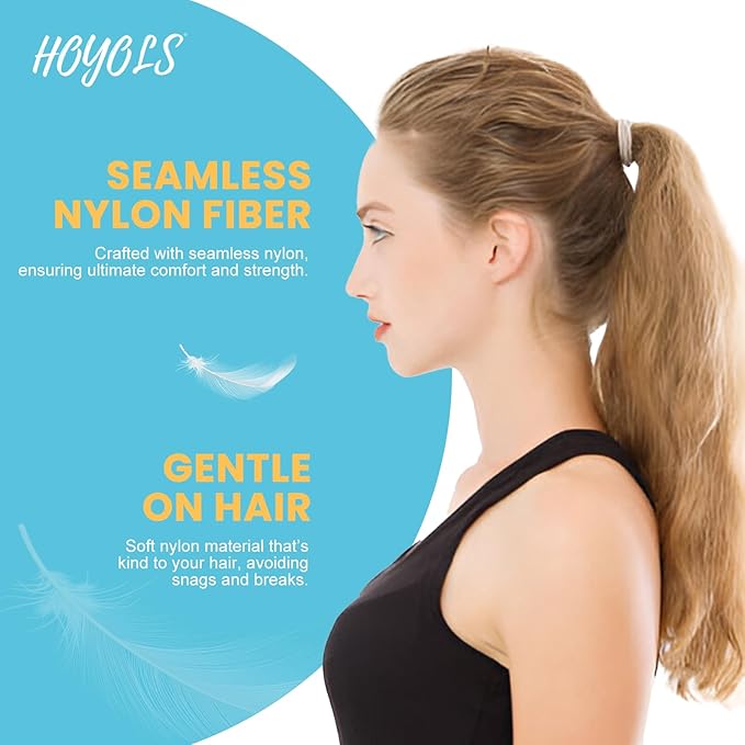HOYOLS Light Blonde Hair Ties, Seamless Ponytail Holders 100 pcs