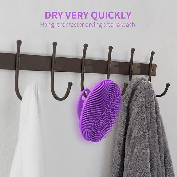 Silicone Body Scrubber, BEAUTAIL Shower Bath Scrubber, More Hygienic Than Traditional Loofah, Lather Nicely, Long Lasting, Gentle Exfoliating Brush for Women Men Baby Sensitive Skin, 1 Pack, Purple