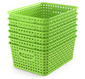 WYT 6-Pack Plastic Small Shelf Storage Weave Baskets Organizing for Cabinets and Pantries, Sky Blue