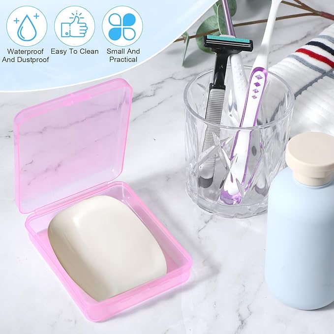 Portable Travel Cotton Pad Holder 3 Pcs Travel Qtips Case Cotton Pad Holder Travel Dispenser Cosmetic Sponge Storage Box Cotton Swab Travel Case For Cotton Rounds Swabs Floss (Pink, Transparent, Blue)