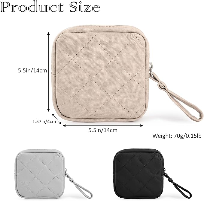 Sanitary Napkin Storage Bags, Portable Makeup Bag, Portable Feminine Product Pouch, Reusable Menstrual Pads Storage Organizers Pouch (Black)
