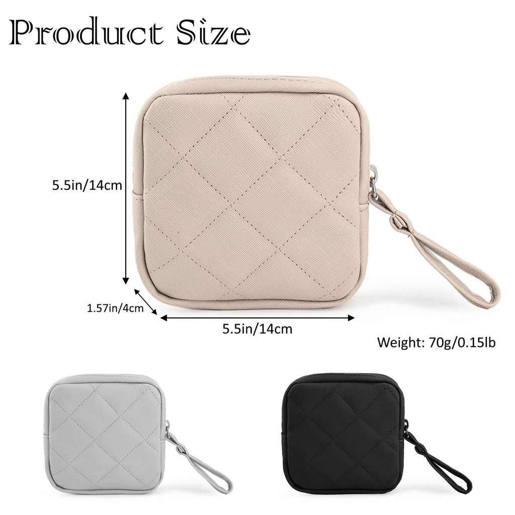 KICPUK Sanitary Napkin Storage Bags, Portable Makeup Bag, Portable Feminine Product Pouch, Reusable Menstrual Pads Storage Organizers Pouch (Beige)