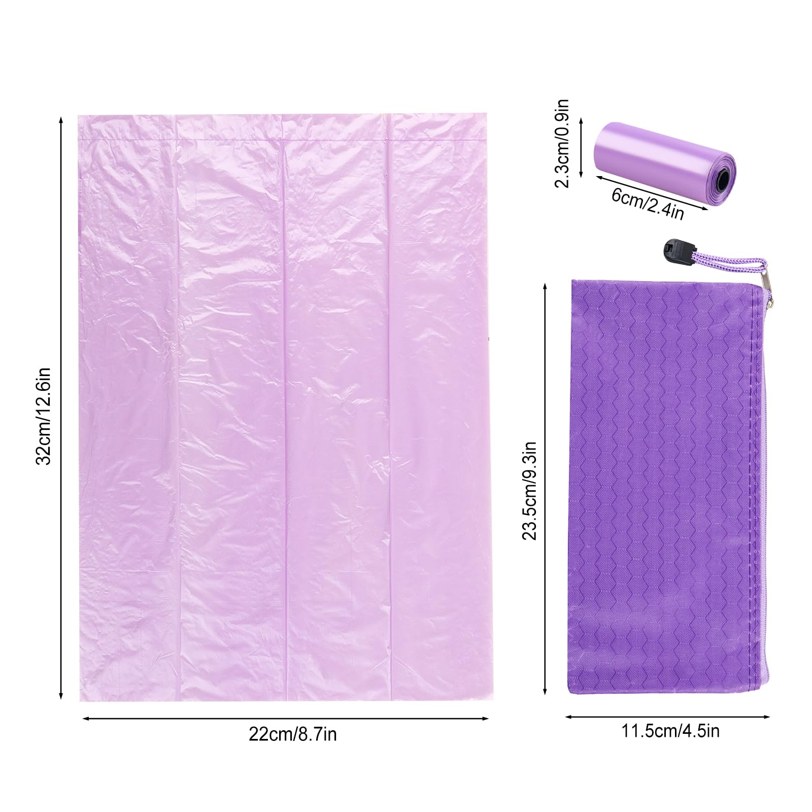 146Pcs Disposal Sanitary Napkin Bags, Purple Feminine Privacy Protection Sanitary Tampons Menstrual Liners Bag, Personal Disposal Hygiene Period Diapers Bag for Women (144pcs with 2pcs Zipper Bags)