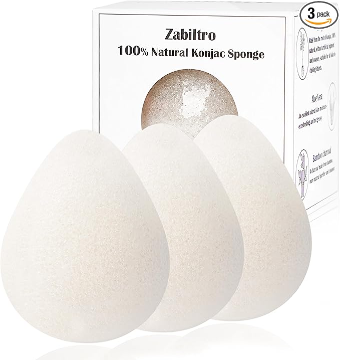 Natural Walnut Konjac Facial Sponges - Waterdrop- for Gentle Face Cleansing and Exfoliation Eco-Friendly - Skincare Face Body Washing Cleaning - with White Pure Konjac,3pc.