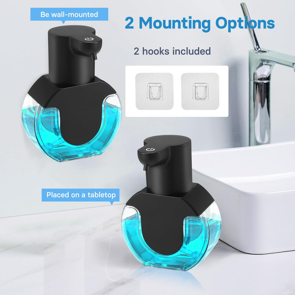 2 Pack Automatic Soap Dispenser,14.2oz/420ML Touchless Automatic Foaming Hand Soap Dispenser,Rechargeabled Wall Mounted Smart Pump for Bathroom Kitchen