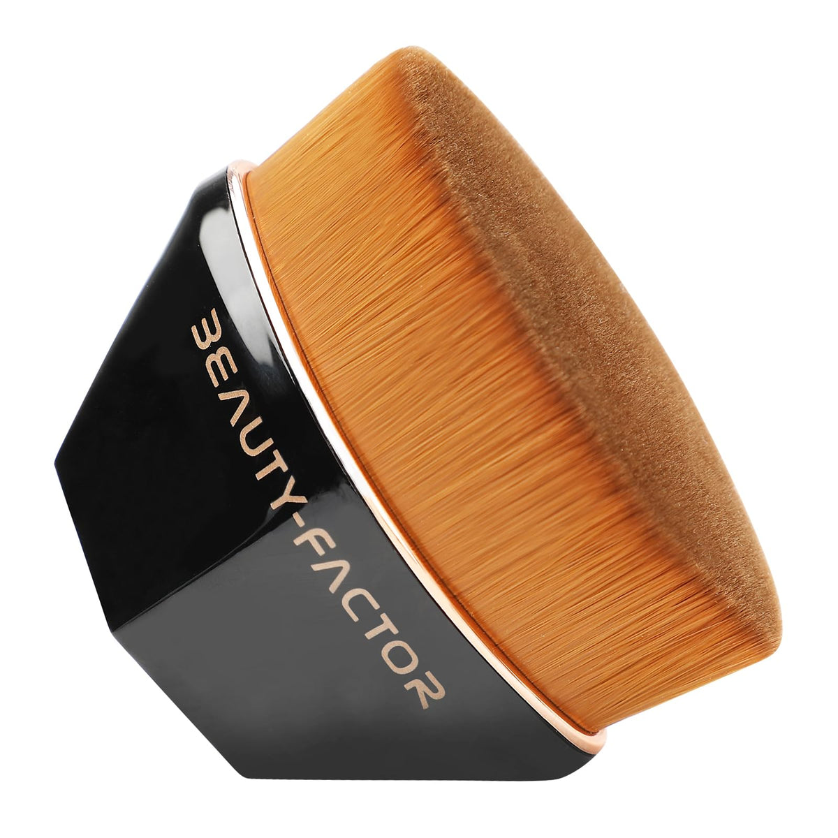 Flat Top Foundation Makeup Brush - Hexagon Kabuki Powder Make Up Brushes Soft and Dense Bristles with Protective Case for Liquid, Blending, Body, Self-tanner, Cream, Buffing (Dark Silver)