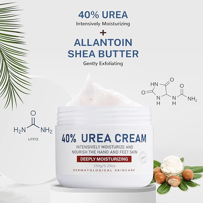 OUKEYA Urea Cream 40 Percent,Foot & Hand Cream for Dry Cracked,Urea Lotion for Feet Maximum Strength(2 Packs)