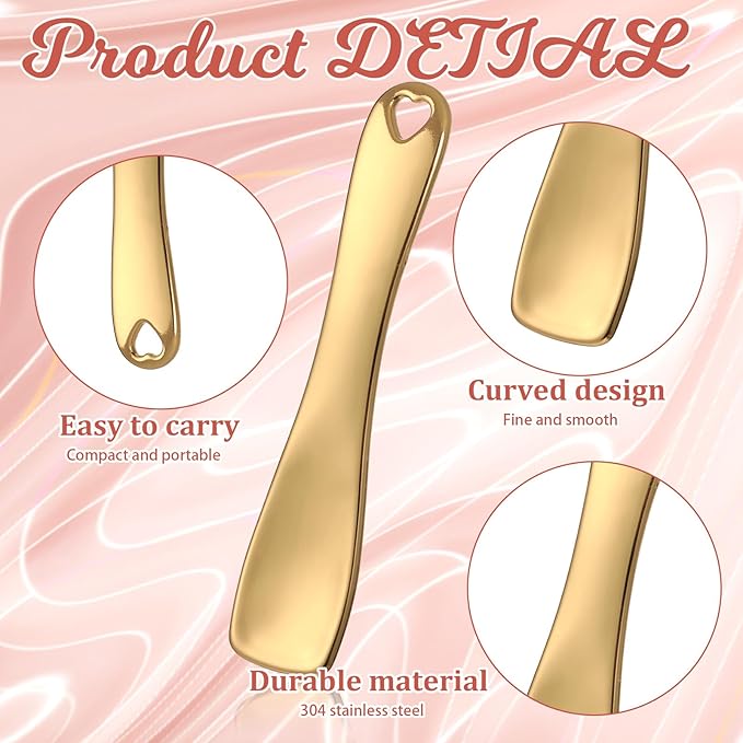 JIYIN 6 PCS Mini Metal Makeup Spatula, Reusable Skin Care Cosmetic Spatula Facial Applicator Tool Beauty Spatula Cosmetic Spatula for Face Mask Cream Lotions Moisturizers(Silver Gold Rose Gold)