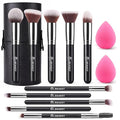 BEAKEY Makeup Brush Set, 13 Pcs with Case, 10 Brushes and 2 Sponges