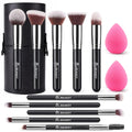 BEAKEY Makeup Brush Set,13 Pcs with Case,10 Brushes and 2 Sponges