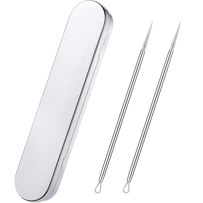 Titanium Lancet Pimple Extractor Tool, Blackhead Milia Remover, 2Pcs with Box