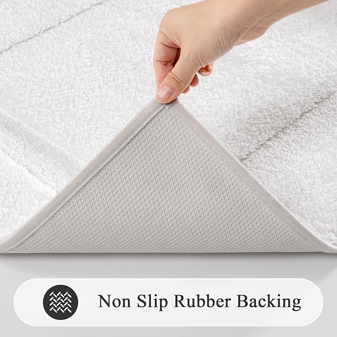 SHACOS White Bathroom Rugs Sets 3 Piece Bath Mat U Shaped Toilet Rug