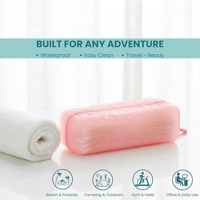 Cotton Pad Swab Travel Case, 2-in-1 Waterproof Organizer, VISFRESH (Pink)