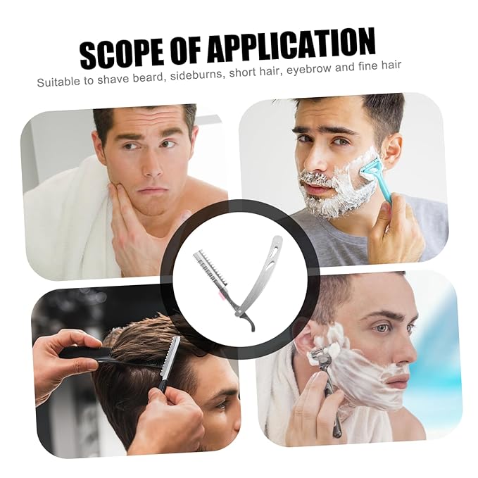 FRCOLOR Stainless Steel Manual Razor Shaver for Men Vintage Folding Straight Razor Beard Shaving Tool Eyebrow Shaping Haircut (Not Include Blade)