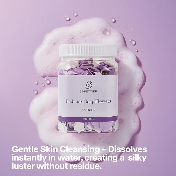 Pedicure Soap Flowers Foot Soak Petals Sheet for Softens Dead Skin Moisturizing Relaxing Spa Feet Birthday Pedi Nail Party (Lavender)
