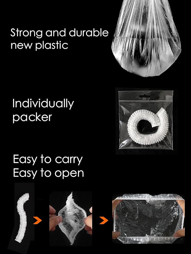 30 Pcs Disposable Shower Cap for Women XL Extra Large with Long Braids Waterproof Clear Elastic Bath Hair Shower Cap Disposable Spa Cap