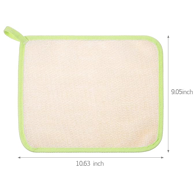 Tatuo 5 Pcs Exfoliating Face and Body Wash Cloths Towel Weave Bath Exfoliating Scrub Massage Bath Cloth for Women and Men, 10.23 x 8.66 Inch(Green Edge)