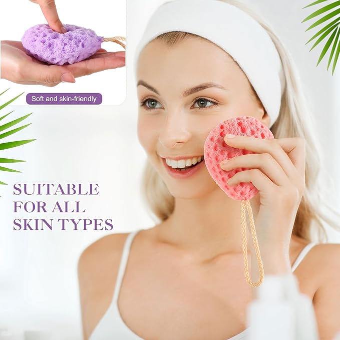 FoldTier 6 Pcs Bath Sponge Deep Cleansing Body Loofah Gentle and Deep Exfoliating Body Scrubber Bath Accessories Men Women Baby Sponge for Bathing Shower (Bright Color)